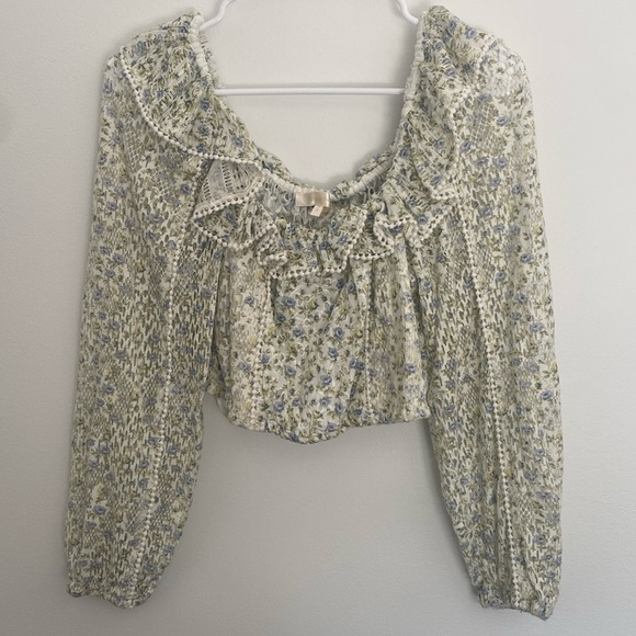 LoveShackFancy Dorabella Lace-Trimmed Floral Top - Picture 6 of 10
